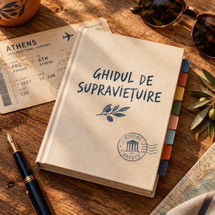 Ghidul de supraviețuire în greacă, cu file colorate pe margine