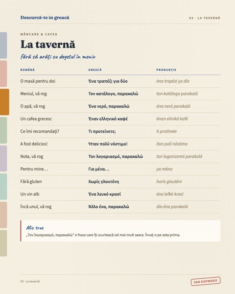 La tavernă — pagină din ghid