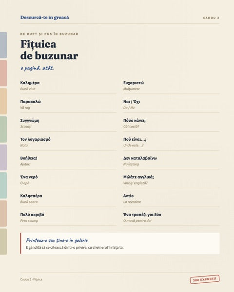 Fițuica de buzunar — pagină din ghid