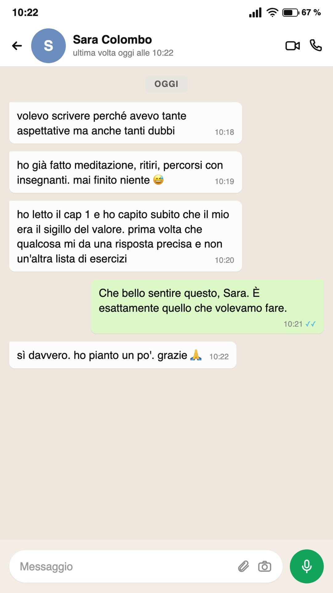 Testimonianza Sara