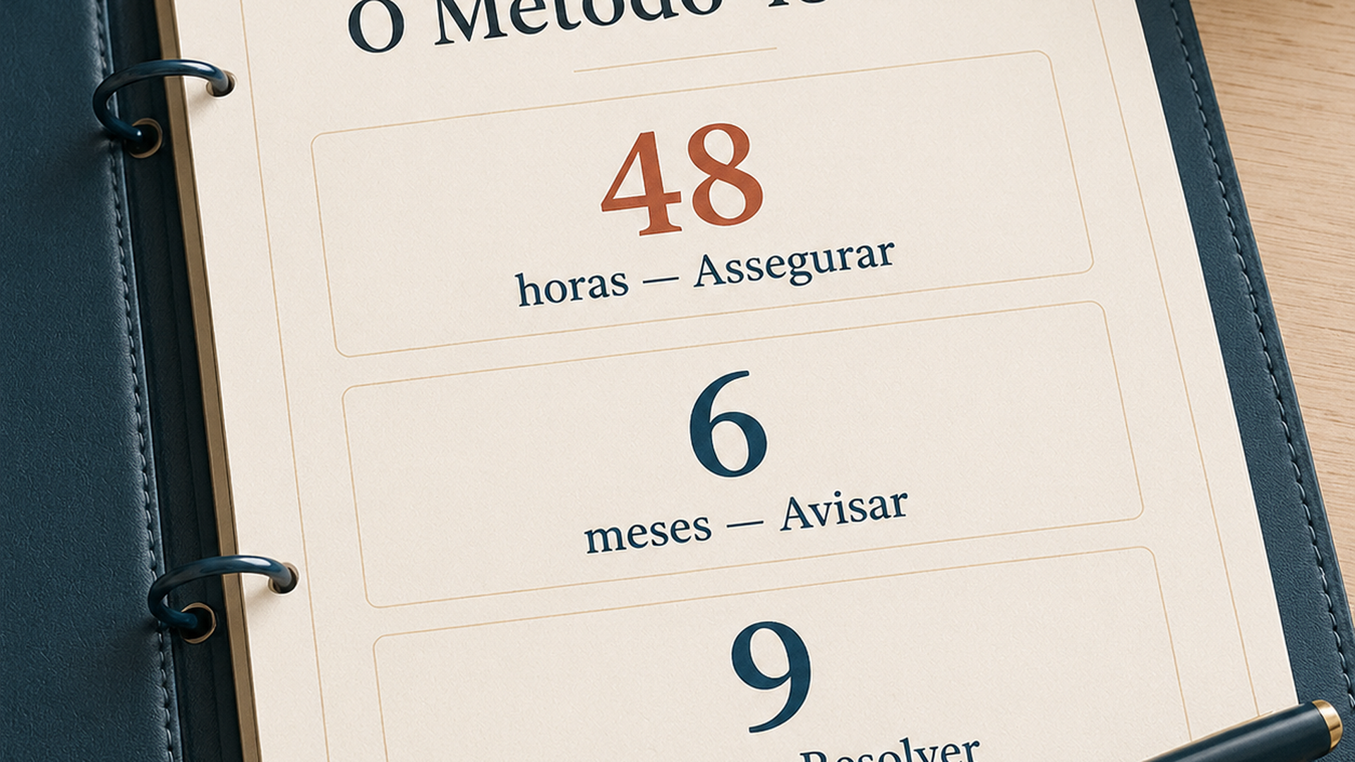 Pasta de Família aberta sobre a mesa, com as fichas do Método 48-6-9 visíveis