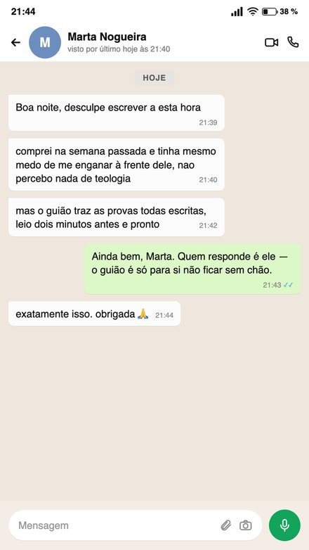 Mensagem de quem já usa o caderno