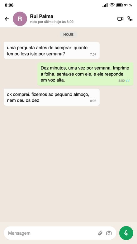 Mensagem de quem já usa o caderno