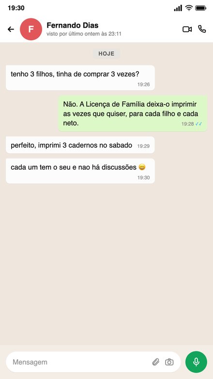 Mensagem de quem já usa o caderno