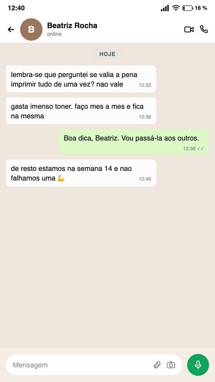 Mensagem de quem já usa o caderno